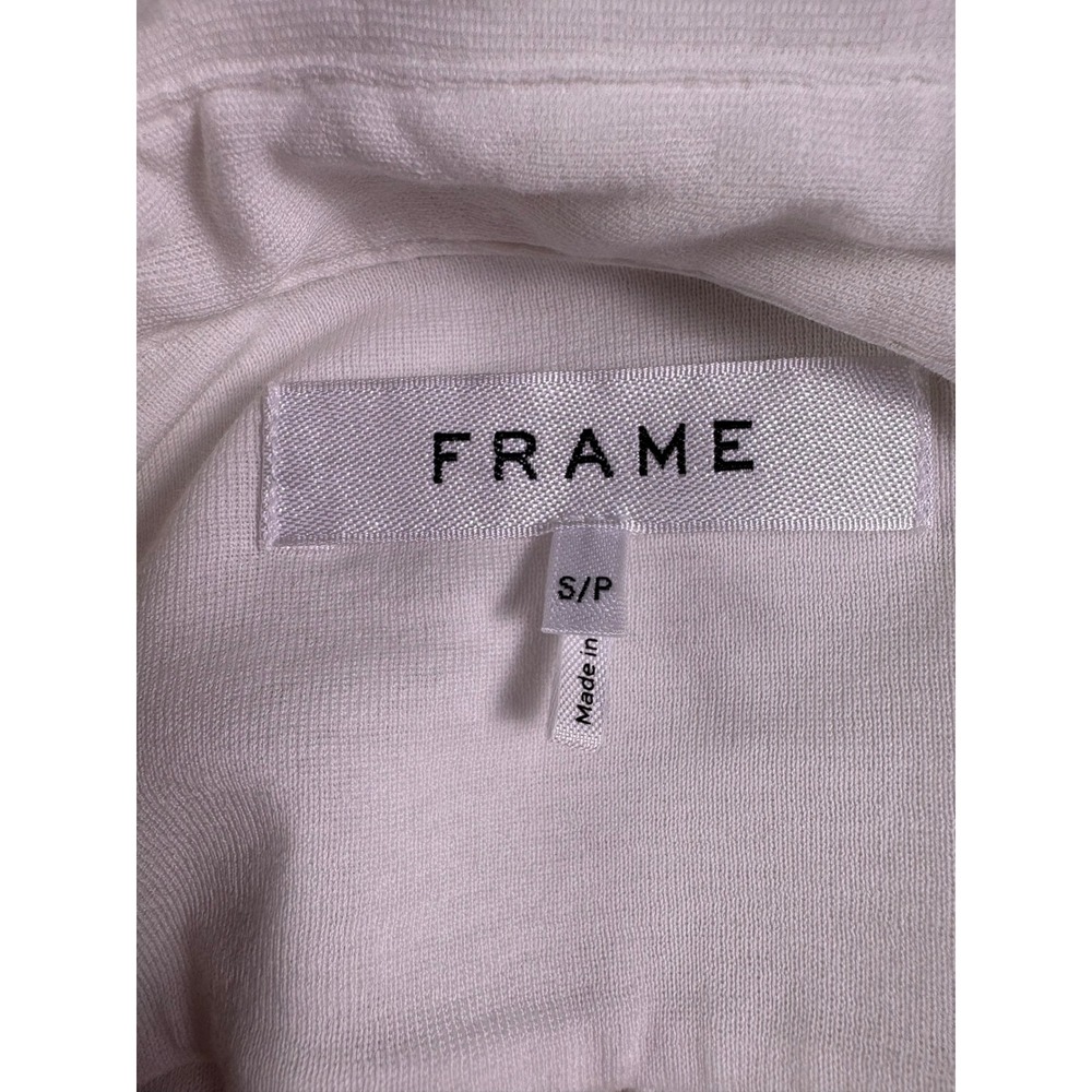 FRAME Button Down Shirt Womens S Stretch White Pima Cotton Utility Safari Fitted - Picture 4 of 8
